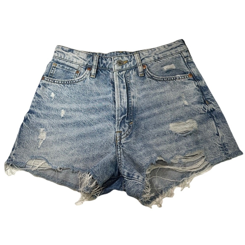 H&M Denim Jeans Women's Size 4 Light Wash Blue Distressed Button Fly 5 Vintage